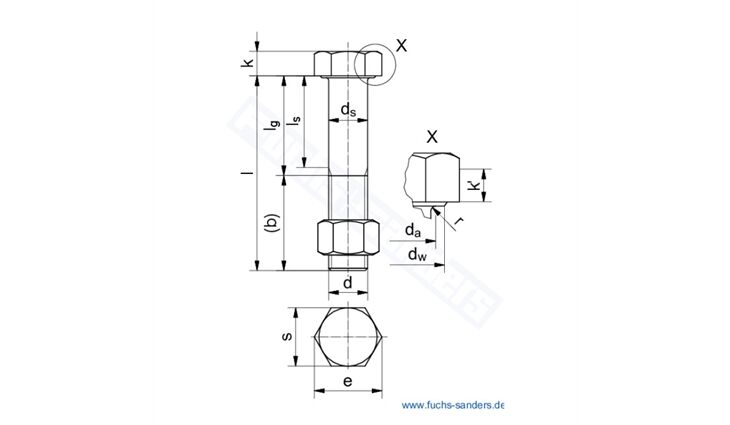 F+S Maschinenschrauben DIN601/4.8 verz. M116x340 10St.