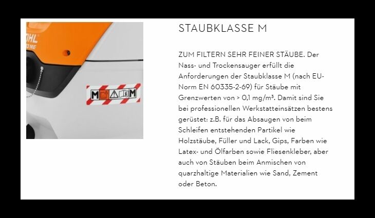 STIHL SE 133 ME - Staubsauger Staubklasse M 47860124430