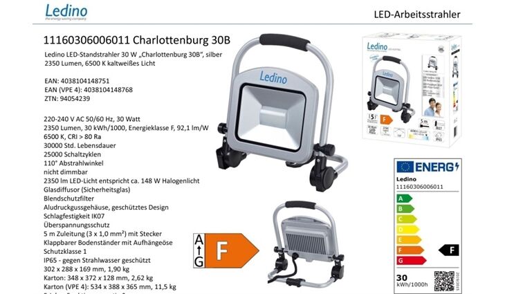 Ledino LED-Standstrahler 30 Watt Charlottenburg