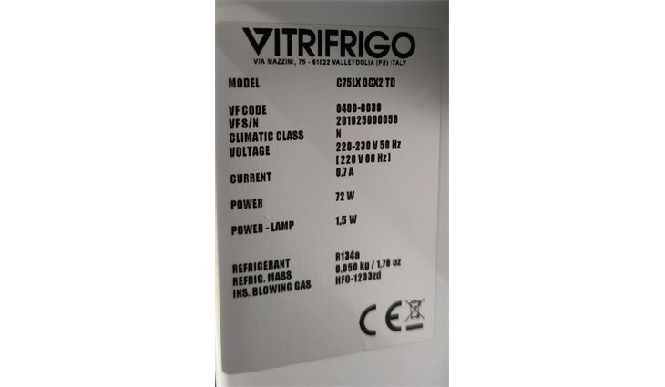 Vitrifrigo Einbaukühlschrank mit Gefrierfach C75LX OCX2