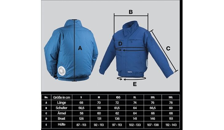 Makita Akku-Klimajacke Gr.3XL DFJ304Z3XL