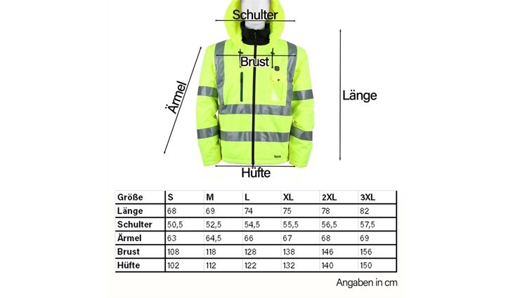 Makita Akku-Thermojacke gelb M DCJ206ZM ohne AK/LG