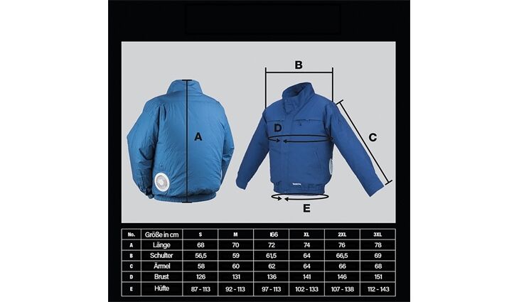 Makita Akku-Klimajacke 2XL DFJ304Z2XL ohne AK/LG