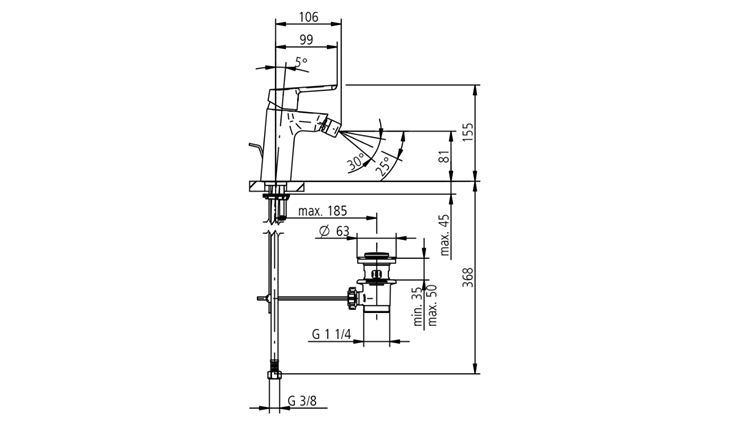 SAM Life Bidet Einhebelmischer Nr. 3438244010