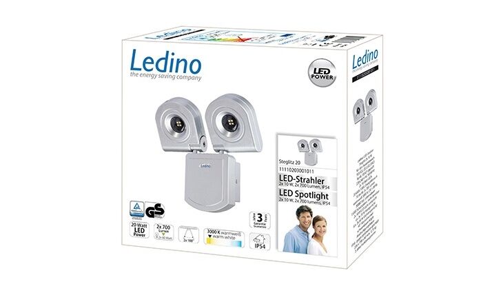 Ledino LED-Strahler Steglitz 20S 20W, silber