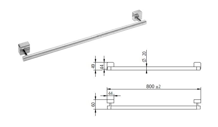 Sam 2000 Badetuchhalter 800 mm Nr.2292203010